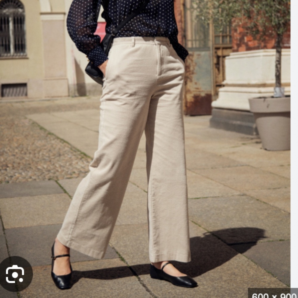 Part‎ Two Clarissa Wide Leg Corduroy Pants Womens 8 Beige Full Length